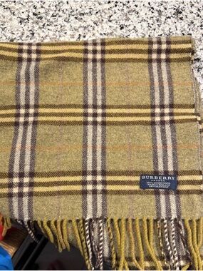 Burberry Green and Brown Check Wool Scarf
